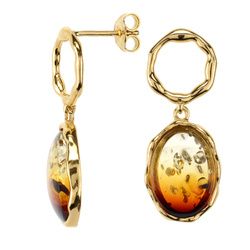 Silver earrings with amber