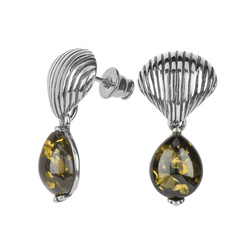 Silver earrings with amber