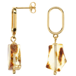 Silver earrings with amber - heart