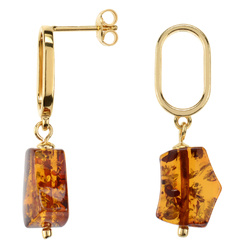 Silver earrings with amber - heart