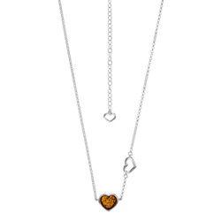 Silver necklace with amber - heart