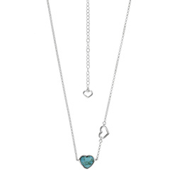 Silver necklace with turquoise - heart