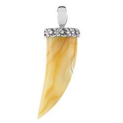 Silver pendant with amber