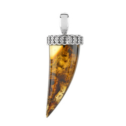 Silver pendant with amber