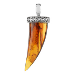 Silver pendant with amber