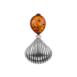 Silver pendant with amber