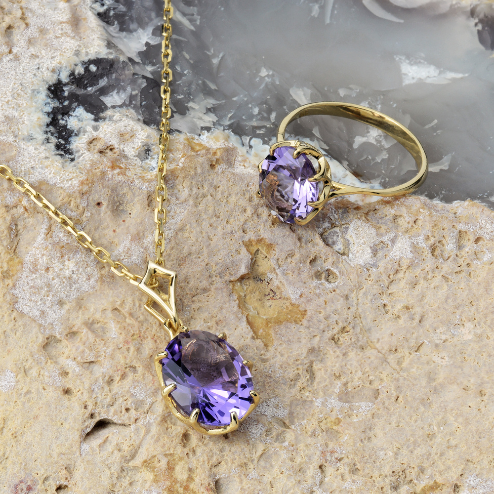 Amethyst gold sale jewelry sets