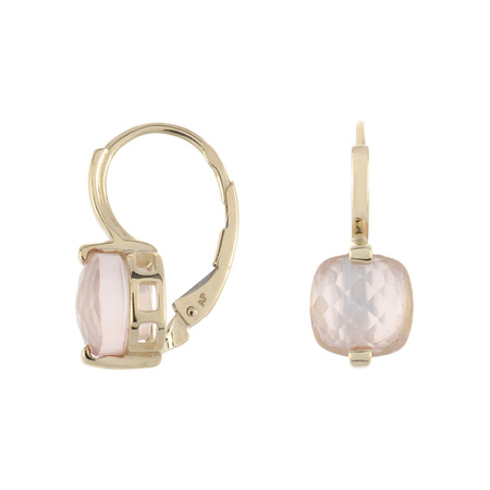 Gold earrings with rose quartz