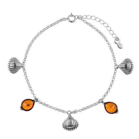 Silver bracelet with amber