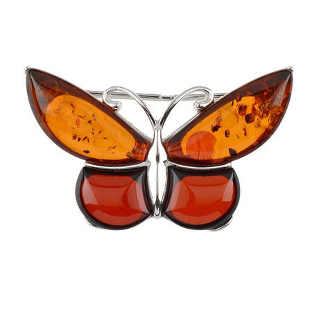 Silver brooch with amber - leaf