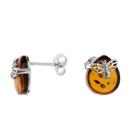 Silver earrings with amber