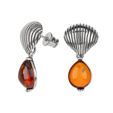 Silver earrings with amber