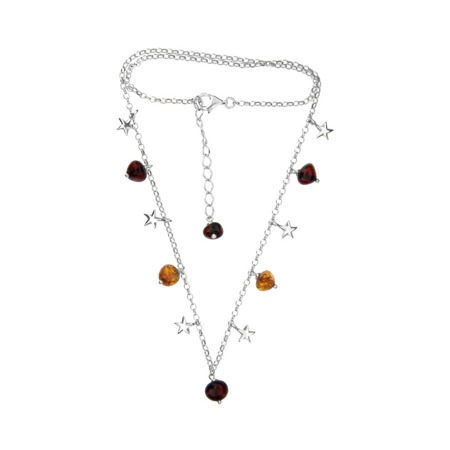 Silver necklace with amber