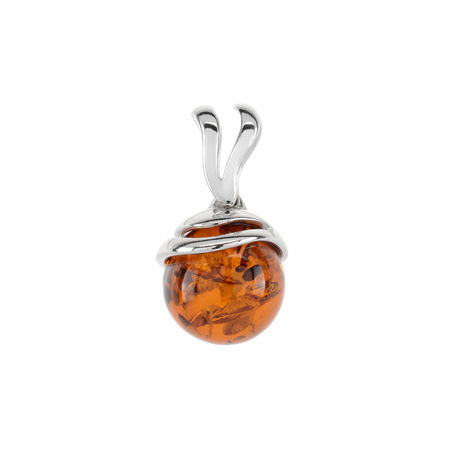 Silver pendant with amber