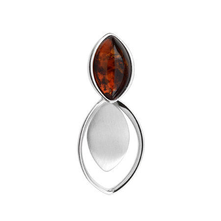 Silver pendant with amber