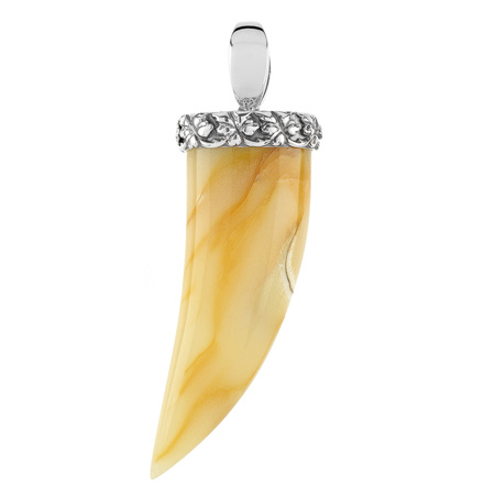 Silver pendant with amber