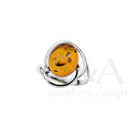 Silver ring with amber