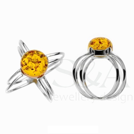 Silver ring with amber