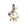 Gold plated pendant with rose quartz and amethyst - dragonfly