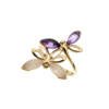 Gold plated ring with amethyst - dragonfly