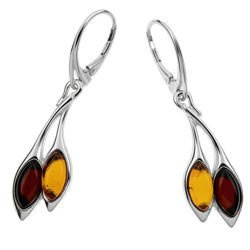 Silver earrings with amber