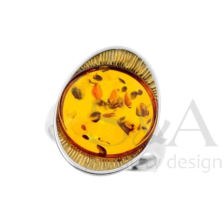 Silver ring with amber