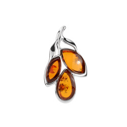 Silver pendant with amber