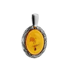 Silver pendant with amber