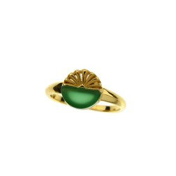 Silver ring with green agat