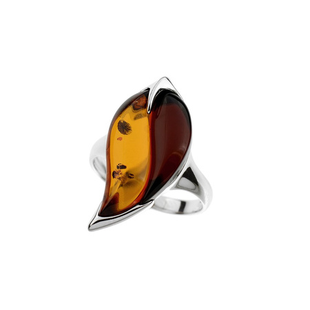 Silver ring with amber