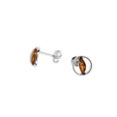 Silver earrings with amber