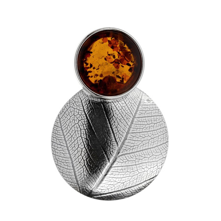 Silver pendant with amber