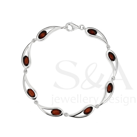 Silver bracelet with amber