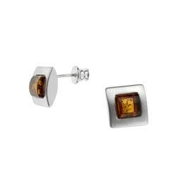 Silver earrings with amber