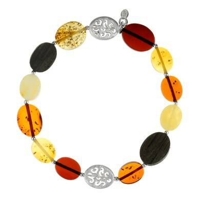 Silver bracelet with amber