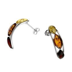 Silver earrings with amber