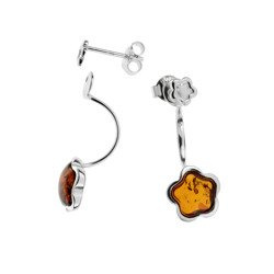 Silver earrings with amber