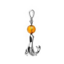 Silver pendant with amber - seal