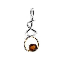 Silver pendant with amber