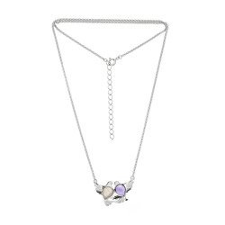 Silver necklace with amethyst and quartz-  doves