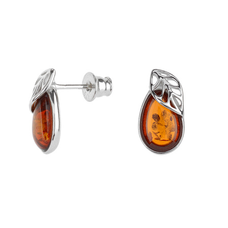 Silver earrings with amber 