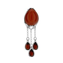 Silver pendant with amber