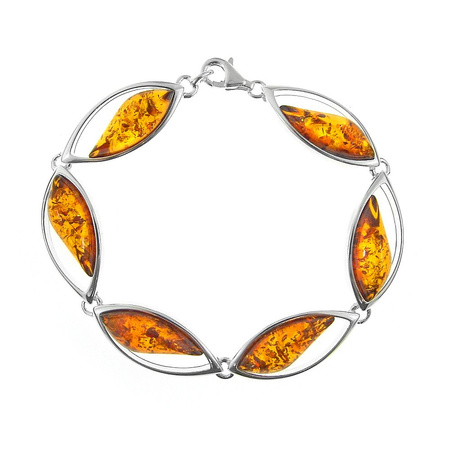 Silver bracelet with amber