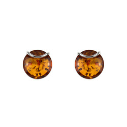 Silver earrings with amber