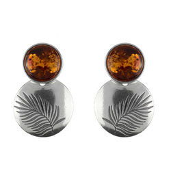 Silver earrings with amber