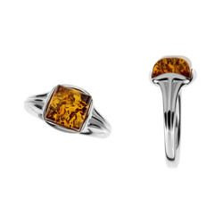 Silver ring with amber