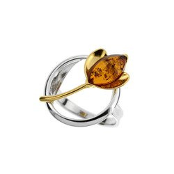 Silver ring with amber