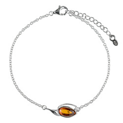 Silver bracelet with amber