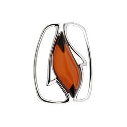 Silver pendant with amber