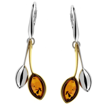 Silver earrings with amber